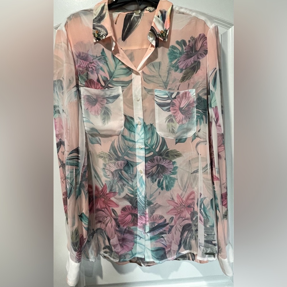 Guess Floral Beaded Blouse